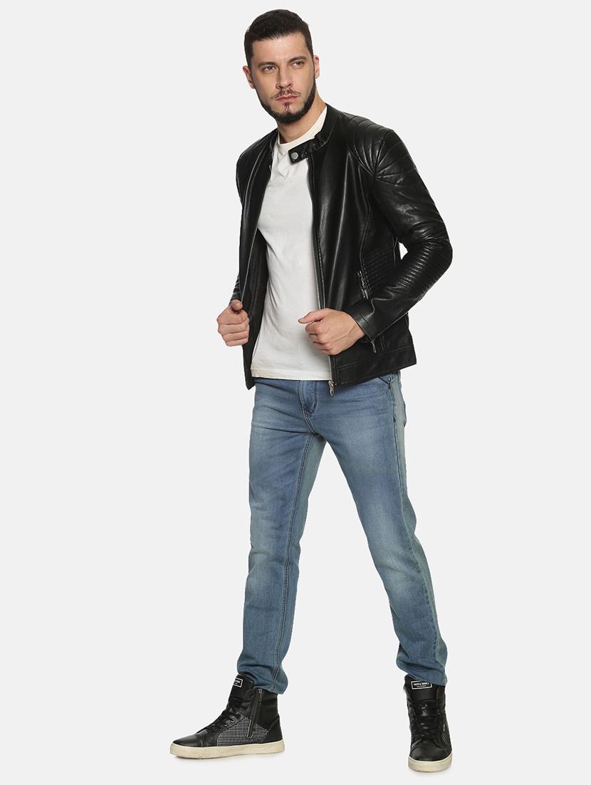 black solid pu biker jacket - 17427161 - Zoom Image - 4