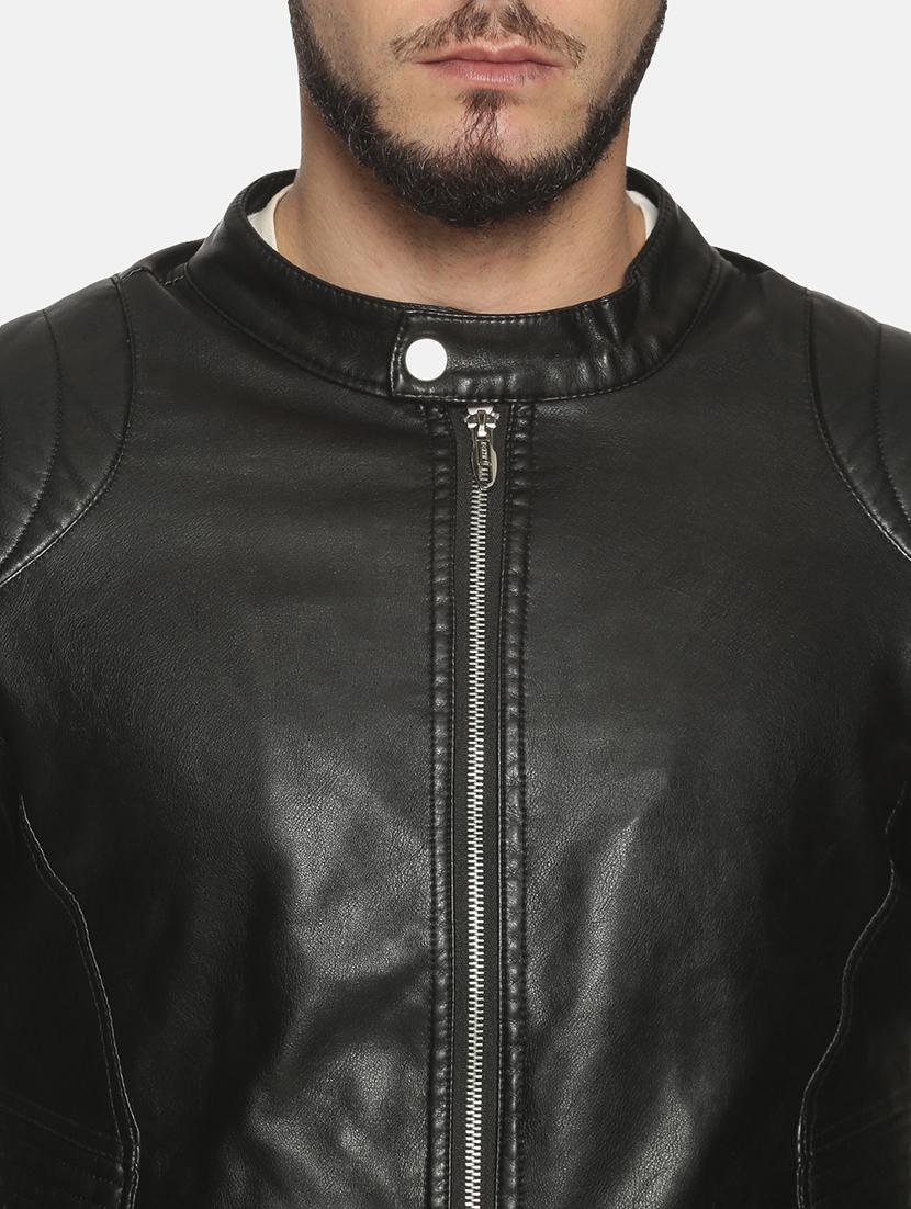 black solid pu biker jacket - 17427161 - Zoom Image - 5