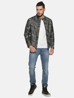 grey camouflage pu biker jacket - 17427168 - Standard Image - 4