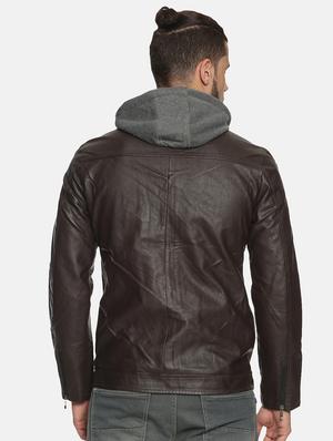 brown taped pu biker jacket - 17427184 - Standard Image - 4