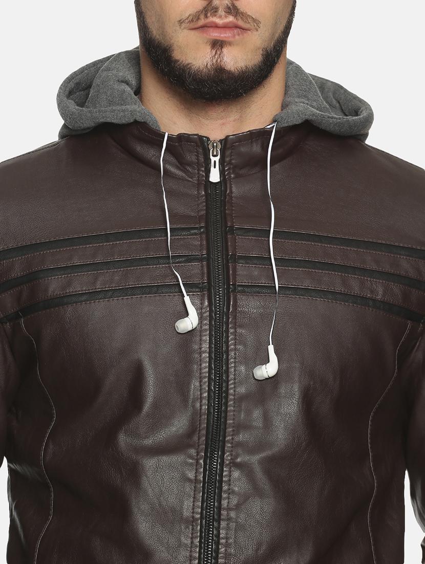 brown taped pu biker jacket - 17427184 - Zoom Image - 6