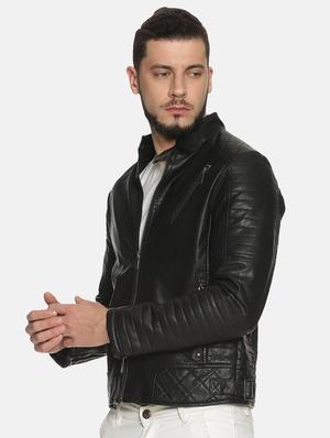 black solid pu biker jacket - 17427188 - Standard Image - 2