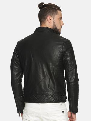 black solid pu biker jacket - 17427188 - Standard Image - 3