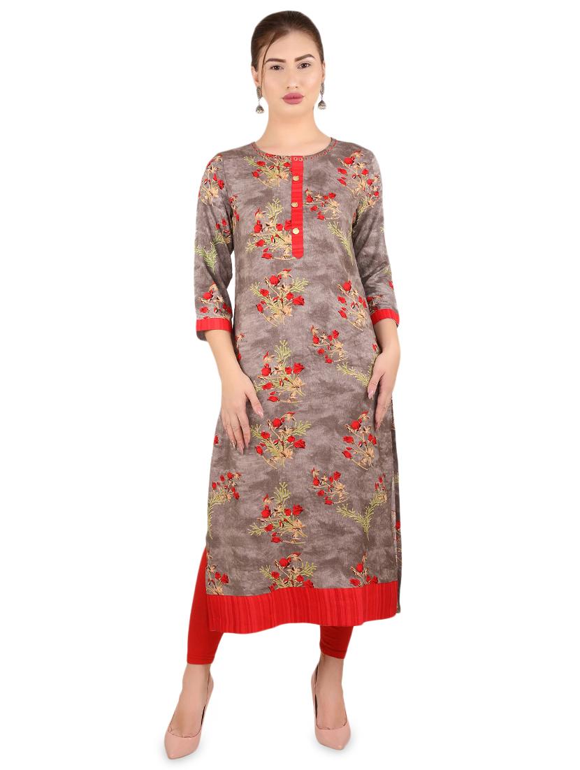 floral straight kurta - 17427767 - Zoom Image - 1