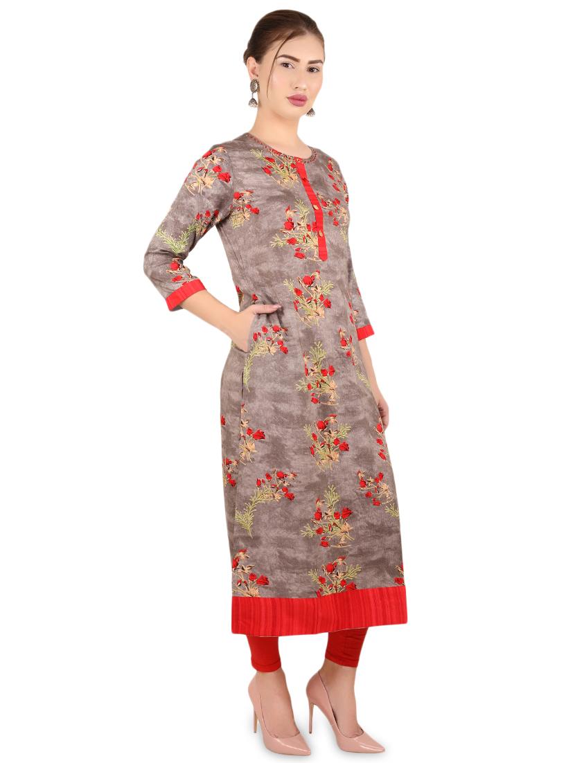 floral straight kurta - 17427767 - Zoom Image - 2