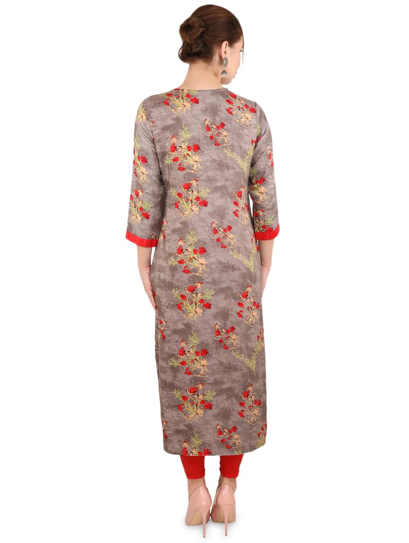 floral straight kurta - 17427767 - Zoom Image - 3