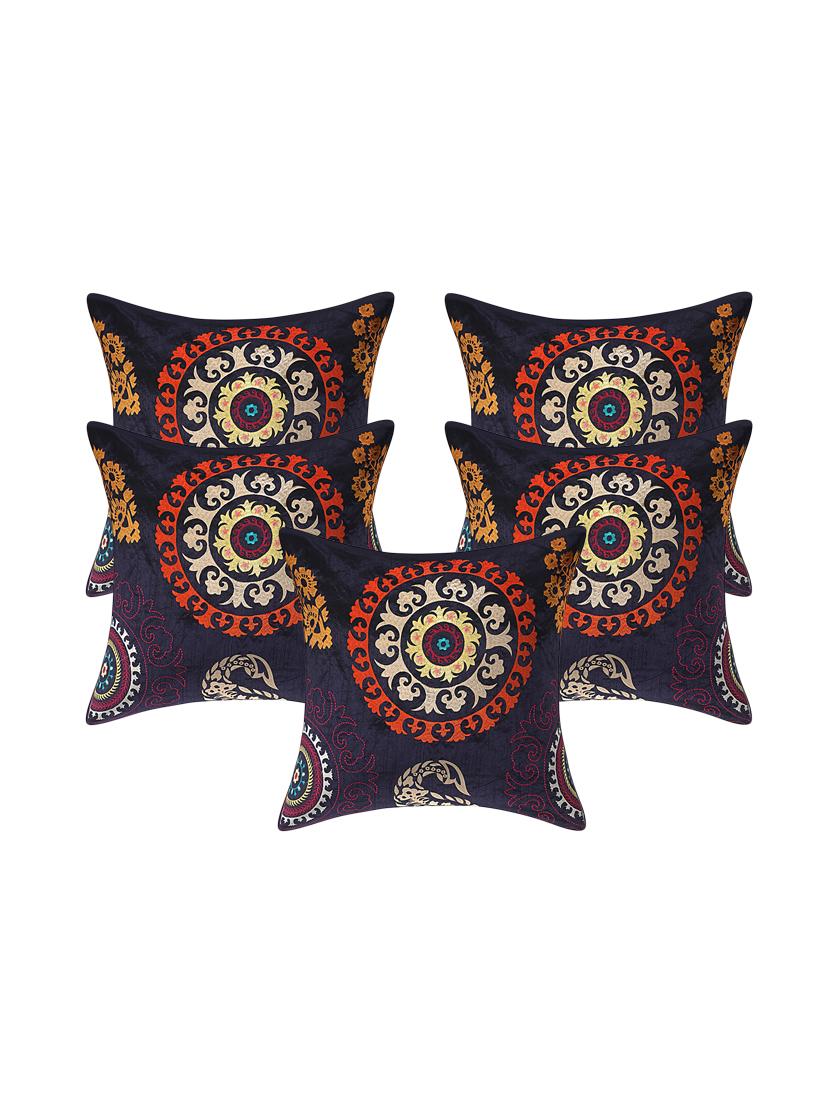 tissue rayon embroidery assorted cushion cover (set of 5) - 17427895 - Zoom Image - 1
