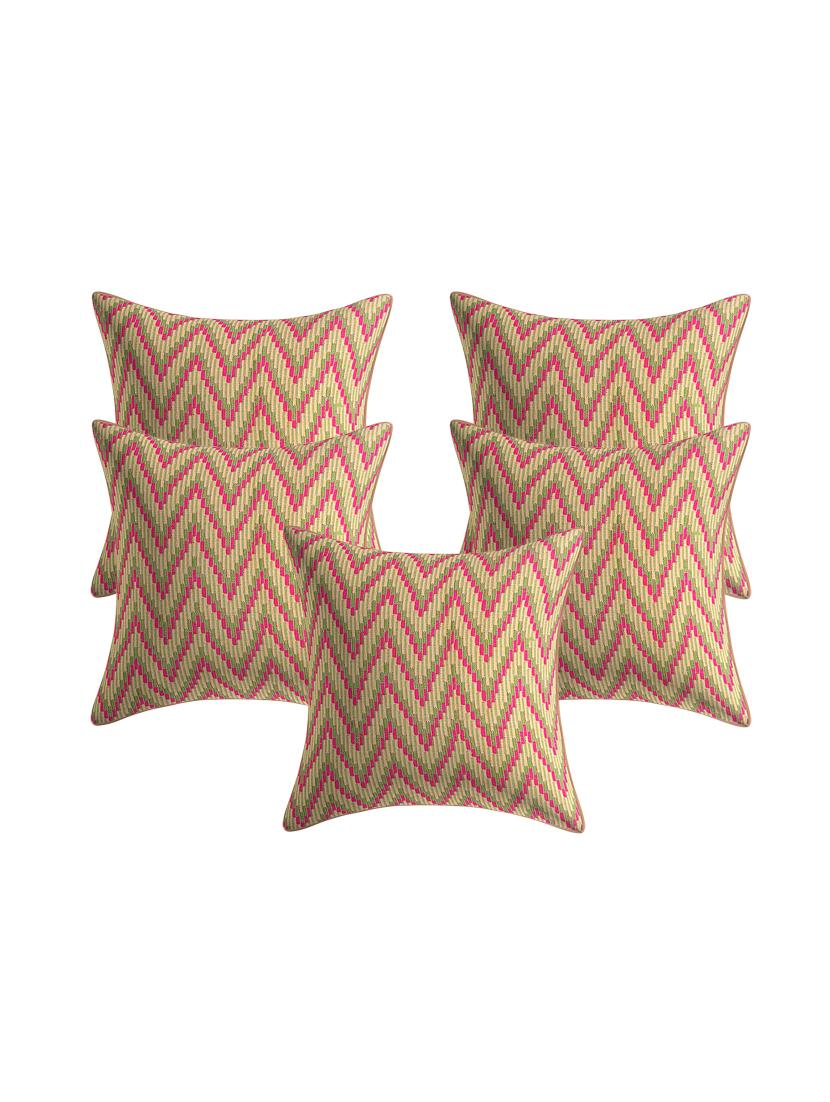 jacquard rayon assorted cushion cover (set of 5) - 17427899 - Zoom Image - 1