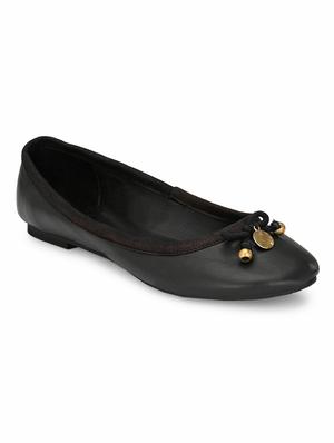 black faux leather slip on ballerina - 17427925 - Standard Image - 3