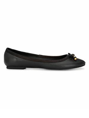 black faux leather slip on ballerina - 17427925 - Standard Image - 4