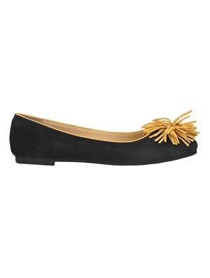 black faux leather slip on ballerina - 17427934 - Standard Image - 2