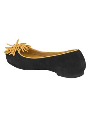 black faux leather slip on ballerina - 17427934 - Standard Image - 3