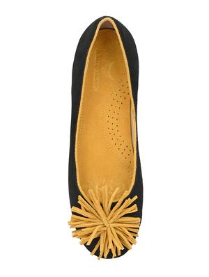 black faux leather slip on ballerina - 17427934 - Standard Image - 4