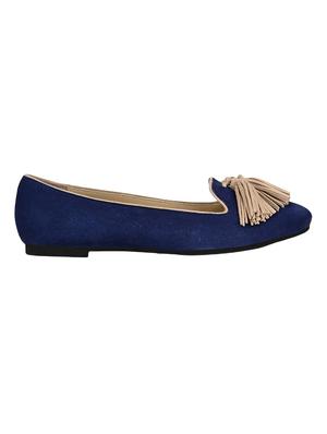 blue faux leather slip on ballerina - 17427938 - Standard Image - 2