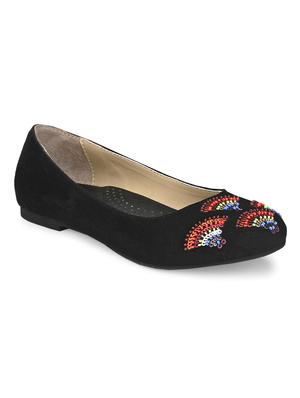 black faux leather slip on ballerina - 17427940 - Standard Image - 3
