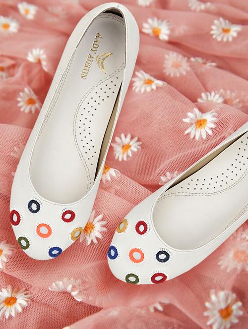 white faux leather slip on ballerina - 17427941 - Standard Image - 1