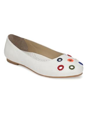 white faux leather slip on ballerina - 17427941 - Standard Image - 3