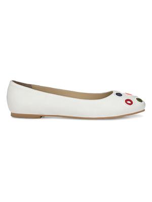 white faux leather slip on ballerina - 17427941 - Standard Image - 4