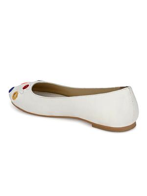white faux leather slip on ballerina - 17427941 - Standard Image - 5