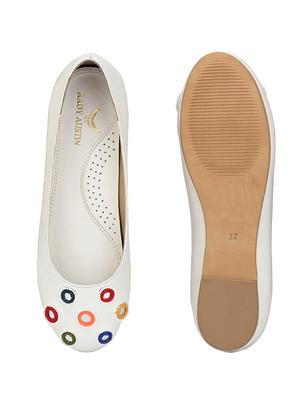 white faux leather slip on ballerina - 17427941 - Standard Image - 7