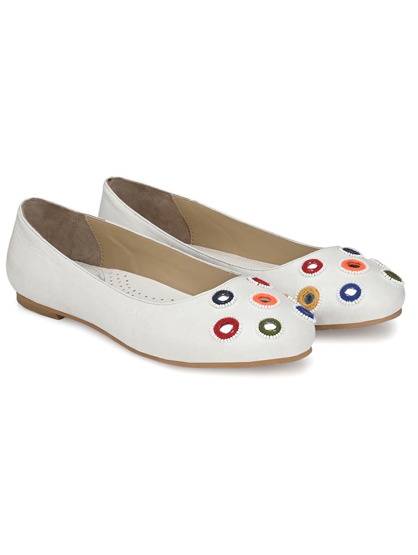 white faux leather slip on ballerina - 17427941 - Zoom Image - 2