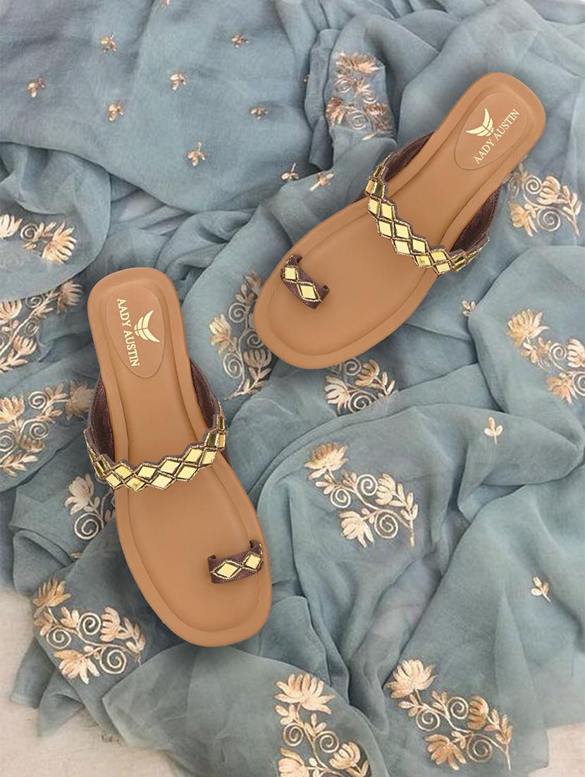 tan slip on sandals - 17427975 - Zoom Image - 1