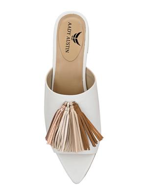 white slip on sandals - 17427991 - Standard Image - 4