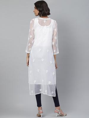 chikankari straight kurta - 17428065 - Standard Image - 3