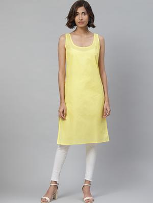 ada hand-embroidered yellow georgette chikankari straight kurta - 17428066 - Standard Image - 4