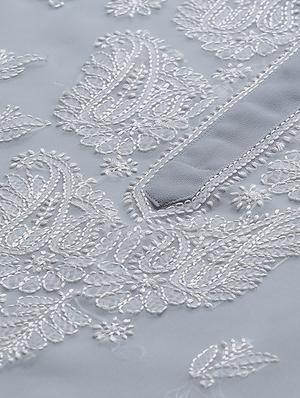 ada hand-embroidered grey georgette chikankari straight kurta - 17428069 - Standard Image - 4