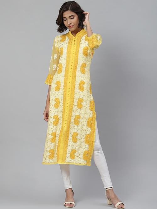 chikankari straight kurta - 17428071 - Standard Image - 1