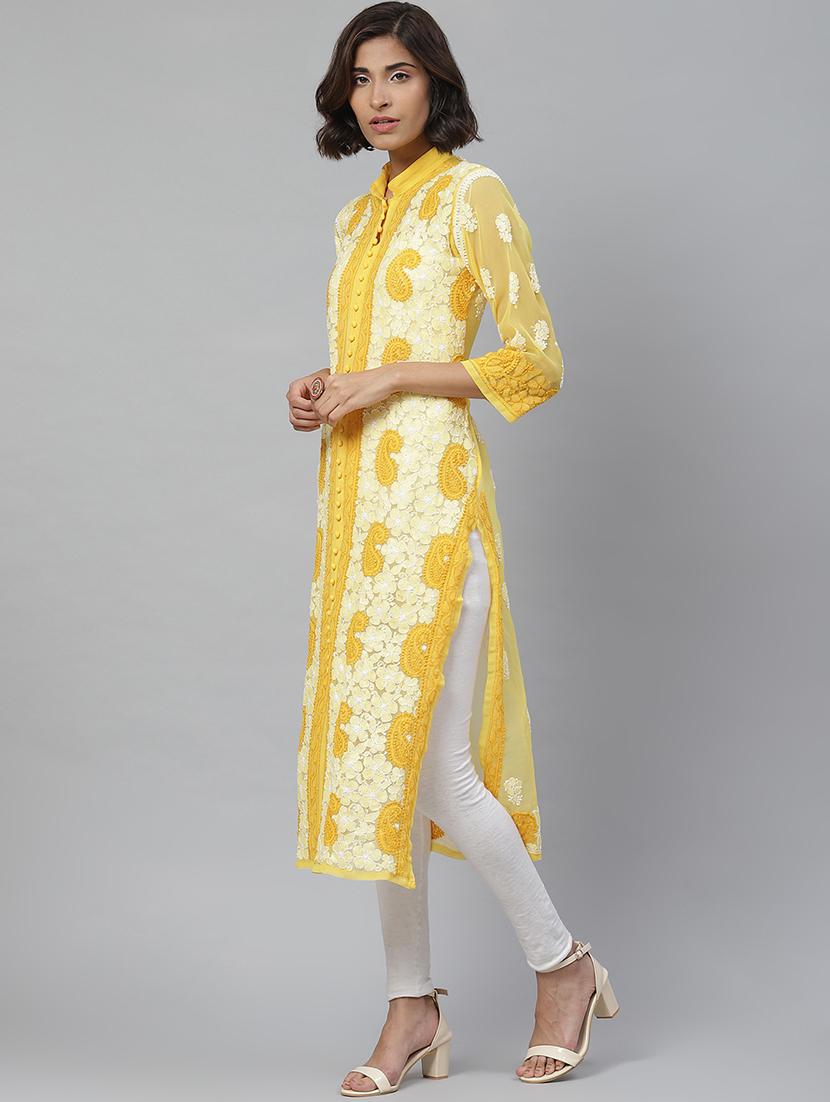 chikankari straight kurta - 17428071 - Zoom Image - 2