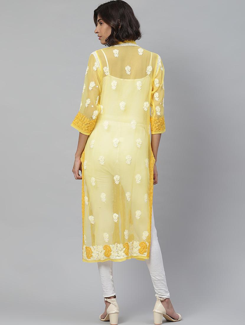 chikankari straight kurta - 17428071 - Zoom Image - 3