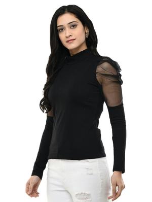 puff sleeves slim fit top - 17428077 - Standard Image - 2