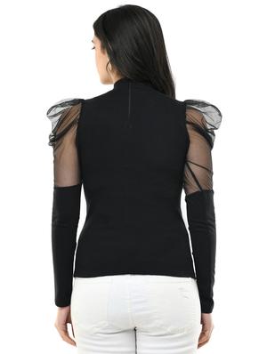 puff sleeves slim fit top - 17428077 - Standard Image - 3