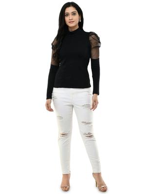 puff sleeves slim fit top - 17428077 - Standard Image - 4
