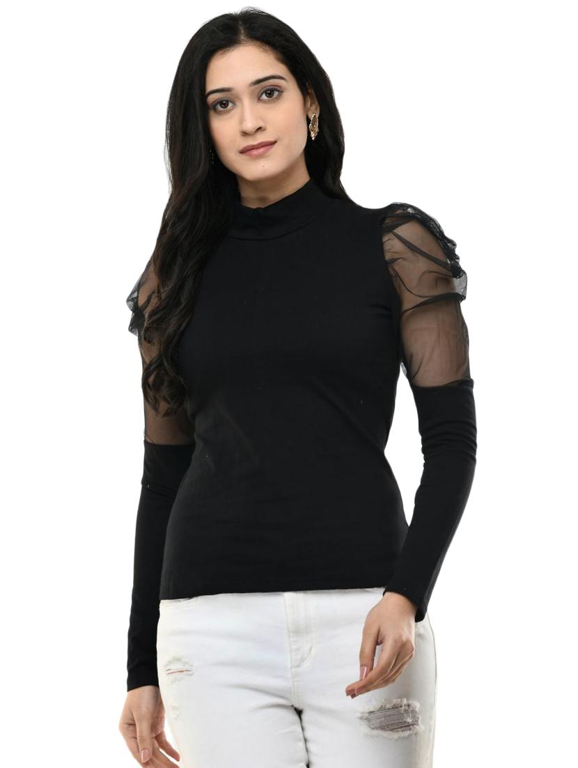 puff sleeves slim fit top - 17428077 - Zoom Image - 1
