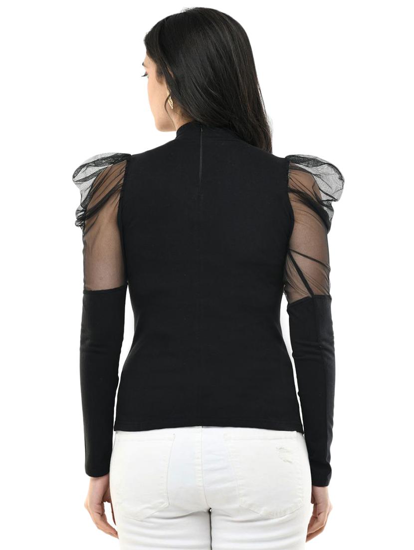 puff sleeves slim fit top - 17428077 - Zoom Image - 3