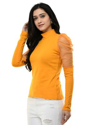 puff sleeves slim fit top - 17428079 - Standard Image - 2
