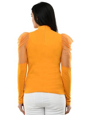 puff sleeves slim fit top - 17428079 - Standard Image - 3
