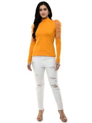 puff sleeves slim fit top - 17428079 - Standard Image - 4