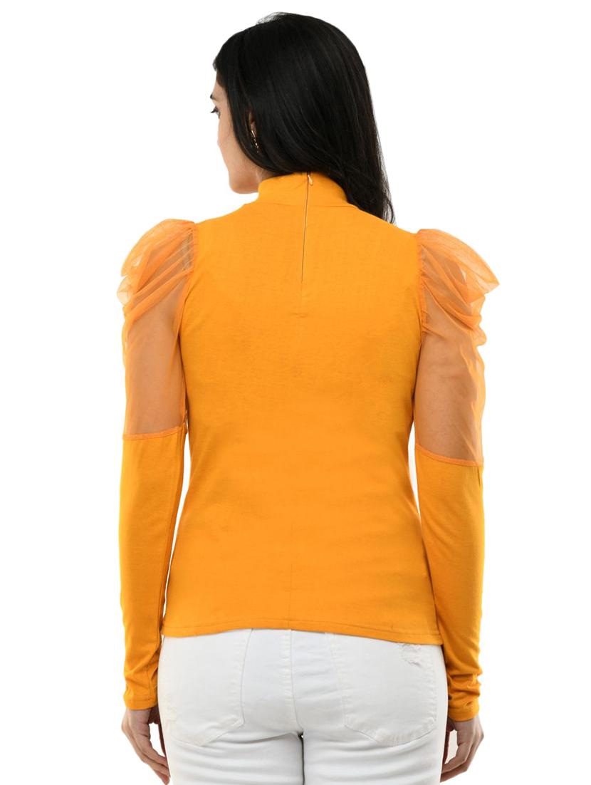 puff sleeves slim fit top - 17428079 - Zoom Image - 3