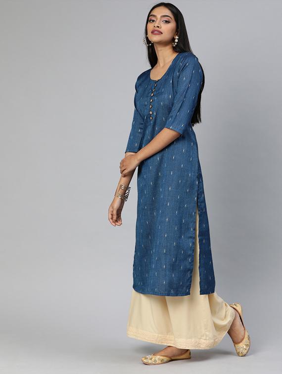 printed straight kurta - 17428085 - Zoom Image - 2