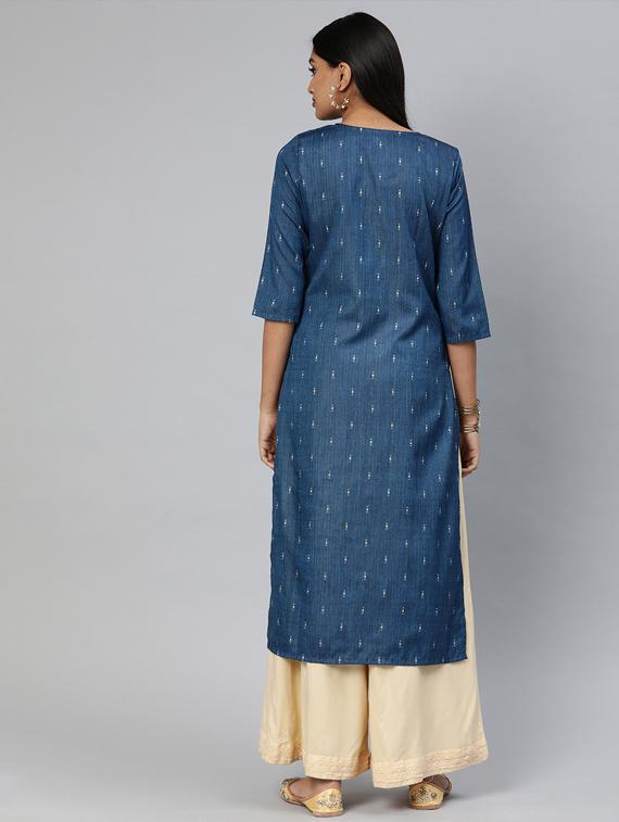 printed straight kurta - 17428085 - Zoom Image - 3