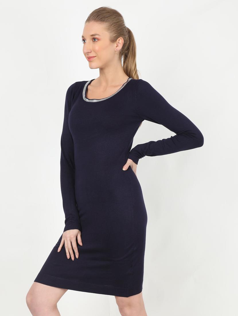 navy blue solid bodycon dress - 17428148 - Zoom Image - 2