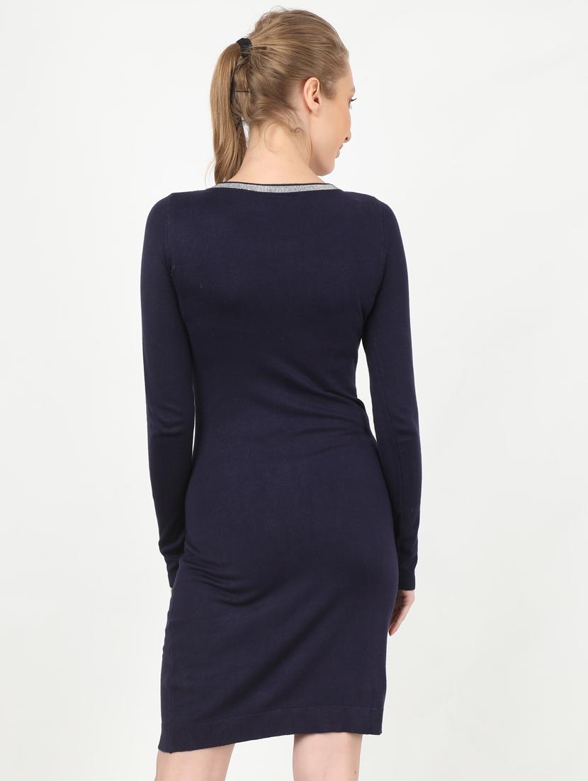 navy blue solid bodycon dress - 17428148 - Zoom Image - 3
