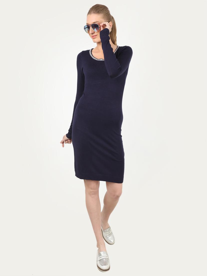 navy blue solid bodycon dress - 17428148 - Zoom Image - 4