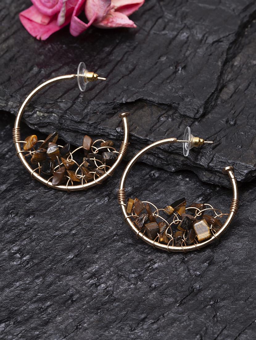 gold metal hoop earring - 17428154 - Zoom Image - 2