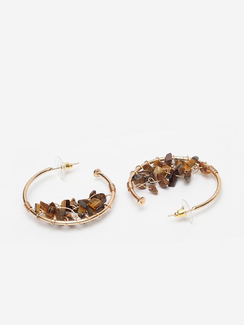 gold metal hoop earring - 17428154 - Zoom Image - 3