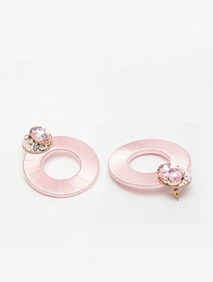 pink metal drop earring - 17428156 - Standard Image - 3